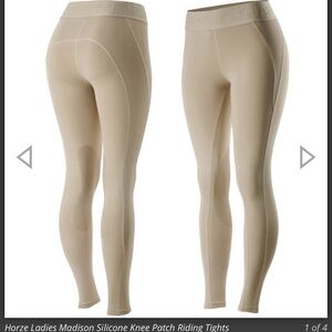 Horze Madison Beige Silicone Knee Patch Riding Leggings Tights Size 28